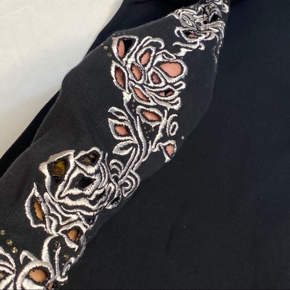 ROYAL PLUSH HOODIE EMBROIDERED RHINESTONE TUNIC - Picture 5 of 5